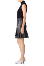 ruffled-vegan-leather-black-skirt