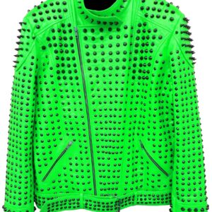vintage-studded-punk-leather-green-biker-jacket