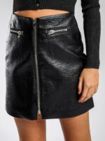 Womens Lulu Rose Quinn Biker Mini Skirt In Black Front
