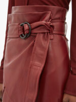 Wrap Style High-Rise Leather Skirt Front detailed