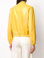 yellow-lambskin-leather-smocked-trim-cropped-jacket