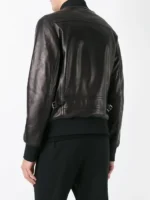Brown Leather Bomber Jacket-back