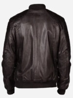 Brown Quilted Bomber Leather Jacket