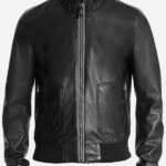 Men's-Handmade-Black-Leather-Bomber-Jacket-front