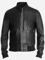 Men's-Handmade-Black-Leather-Bomber-Jacket-front