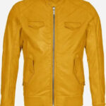 Yellow Bomber Leather Jacket