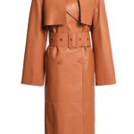 Belted Fringed Leather Trench Coat