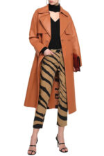 Belted Fringed Leather Trench Coat