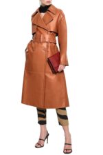 Belted Fringed Leather Trench Coat