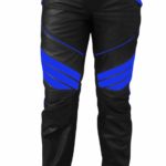 Black Cow Leather With Blue Strip Biker Pant