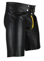black cowhide leather chaps shorts Side