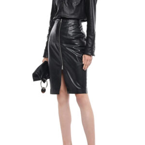 black-leather-pencil-long-skirt