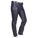 Black Real Cowhide Leather Biker Pant side