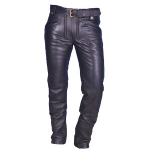 Black Real Cowhide Leather Biker Pant