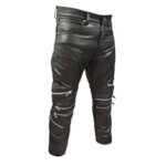 Men's Genuine Cowhide Knee Zipper Leather pant