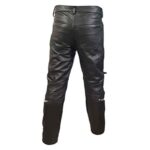 Black Zipper Cowhide Leather Biker Pant back
