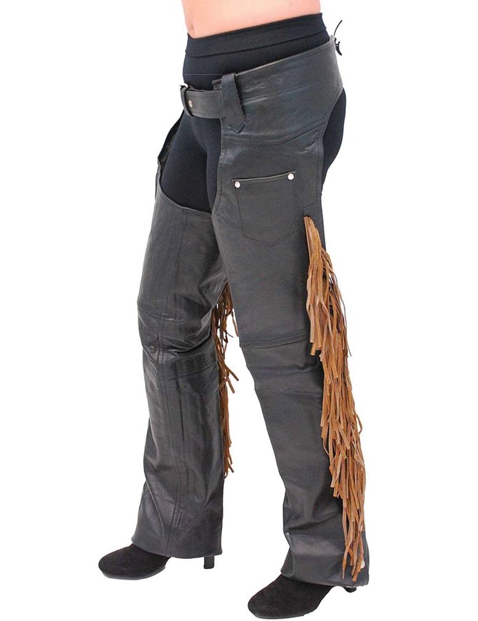brown-fringe-black-leather-chaps brown-fringe-black-leather-chaps