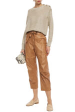 Cropped Belted Leather Pant