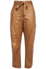 Cropped Belted Brown Leather Pant