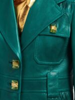 green-single-breasted-leather-blazer-coat
