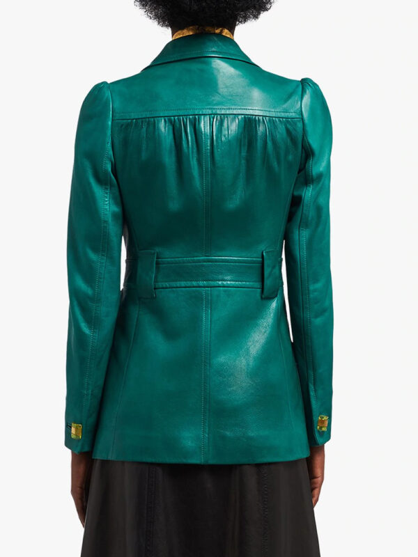 green-single-breasted-leather-blazer-coat