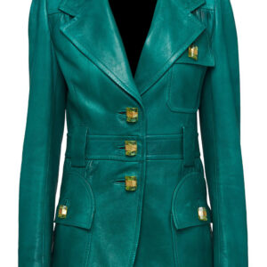 green-single-breasted-leather-blazer-coat