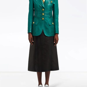 green-single-breasted-leather-blazer-coat