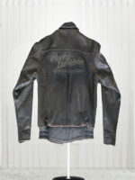 Harley Davidson Black Distressed Leather Jacket Back