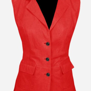 luxurious-3-button-womens-red-leather-vest