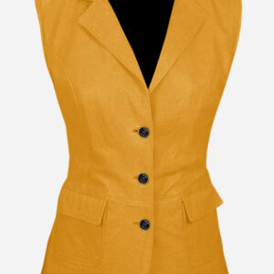 luxurious-3-button-womens-yellow-leather-vest