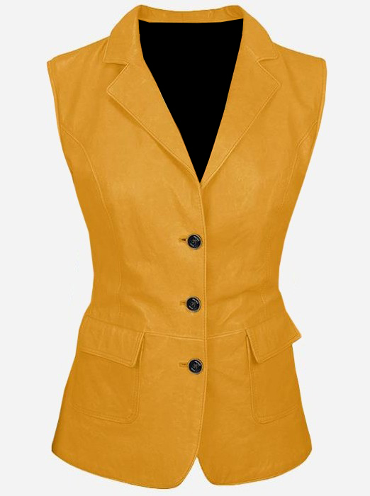 luxurious-3-button-womens-yellow-leather-vest luxurious-3-button-womens-yellow-leather-vest