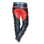 Mens Leather Biker Pant Side Laces Up Contrast Back