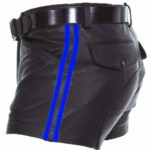 Mens Real Sheep Leather Black with Strips Shorts