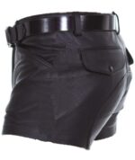 Mens Real Sheep Leather Soft Black Shorts Side