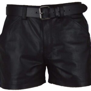 Mens Real Sheep Leather Soft Black Shorts