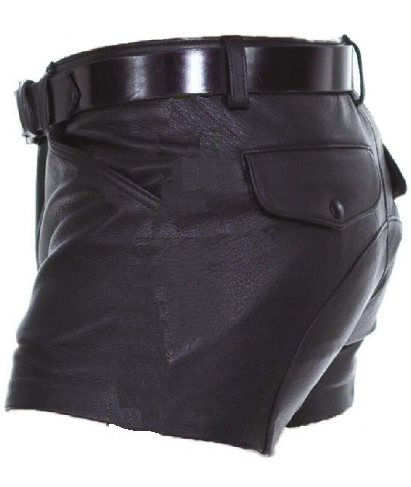 Mens Real Sheep Leather Soft Black Shorts Side Mens Real Sheep Leather Soft Black Shorts Side