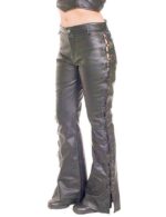 Side Lace Leather Pant In Black