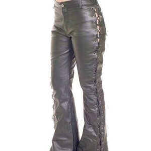 Side Lace Leather Pant In Black