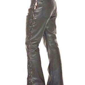 Side Lace Leather Pant In Black side