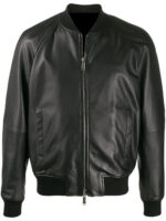 zipped-bomber-black-leather-jacket-front
