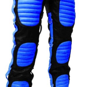 Black Blue Heavy Duty Lace Up Leather Pant