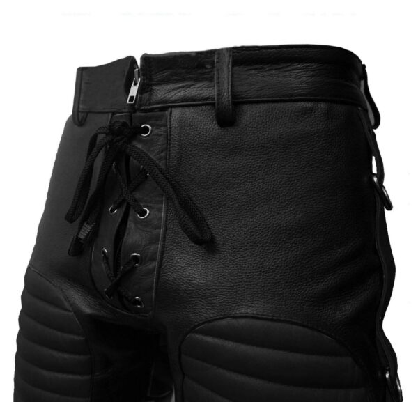 Black Heavy Duty Lace Up Leather Pant