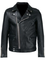 Black Leather Vintage Style Biker Jacket