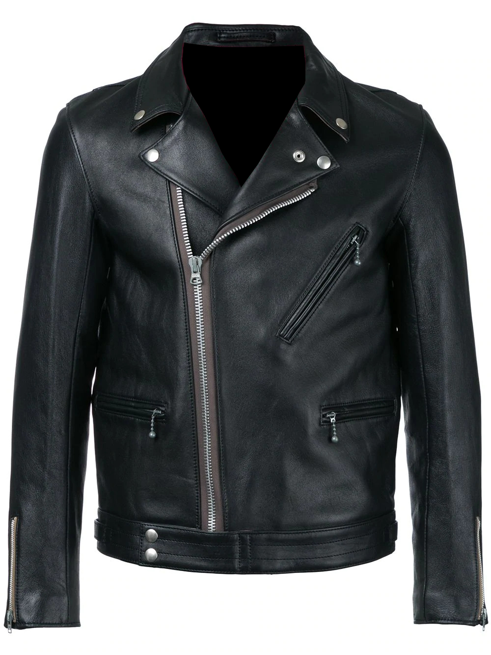 Black Leather Vintage Style Biker Jacket (2) Black Leather Vintage Style Biker Jacket