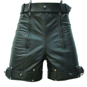 Black Leather Zip Locking Shorts