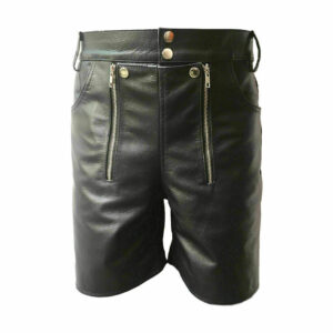 Classic Black Leather Shorts for Men