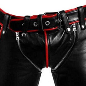 Edgy Black Red Leather Pants