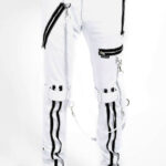 Punk Rave Goth Zipper White Leather Pant