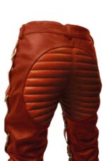 Red Heavy Duty Lace Up Leather Pant