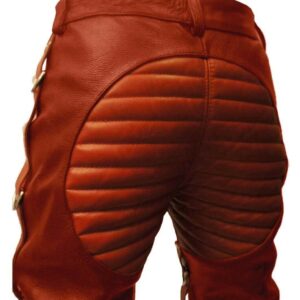 Red Heavy Duty Lace Up Leather Pant